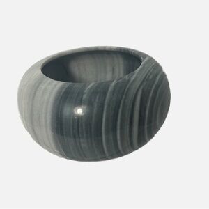Vintage Marble Bowl Trinket Storage Round Gray 6.5x4” Minimalist Heavy